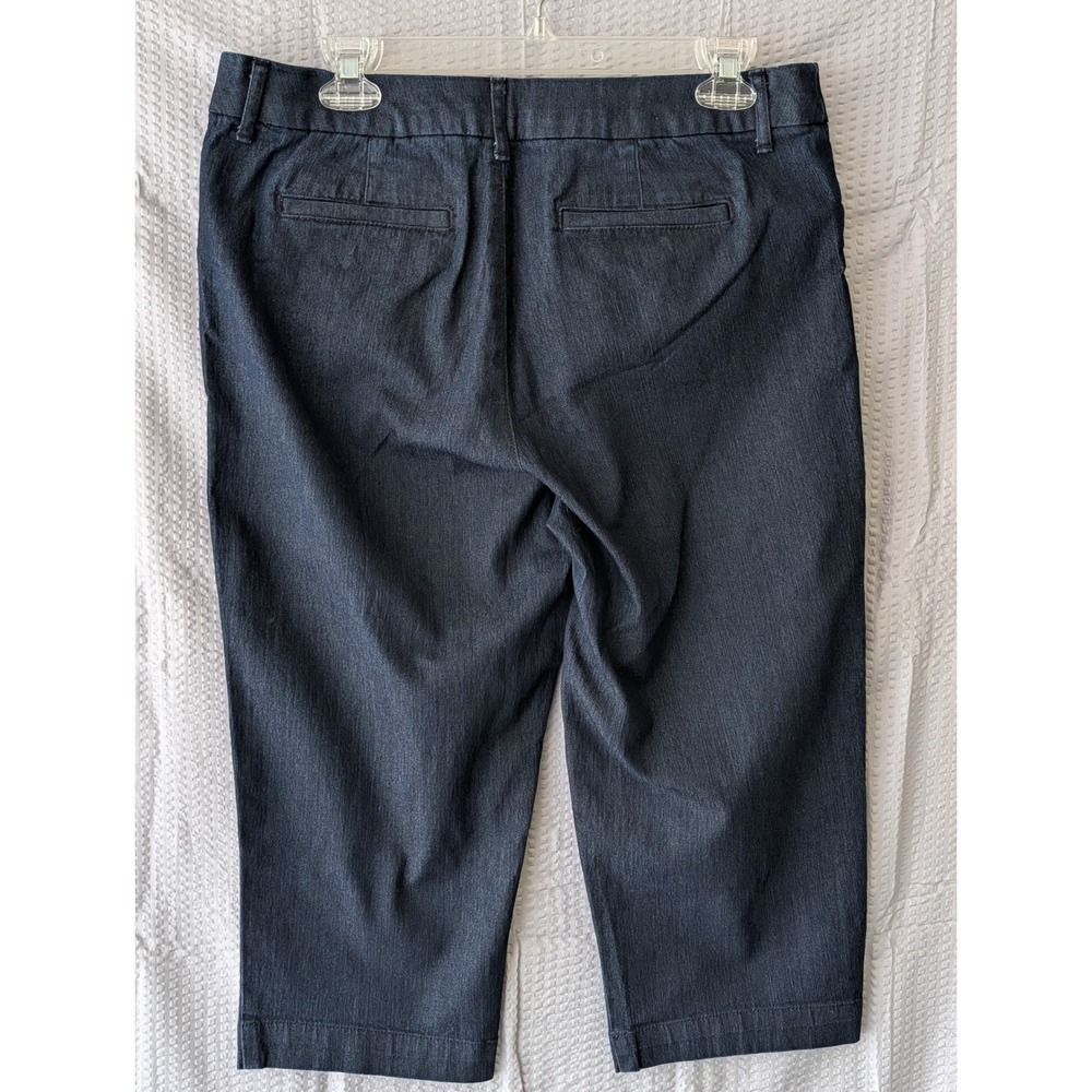 St Johns Bay Womens Size 12 Dark Wash Capri Pants Cropped Stretch Trousers - Picture 6 of 11